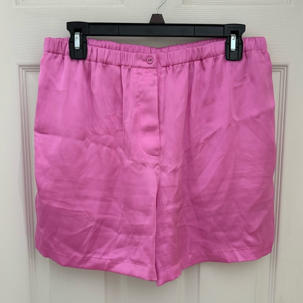 Skims Hotel Shine Satin Sleep Shorts Women Pink Size Medium Lounge